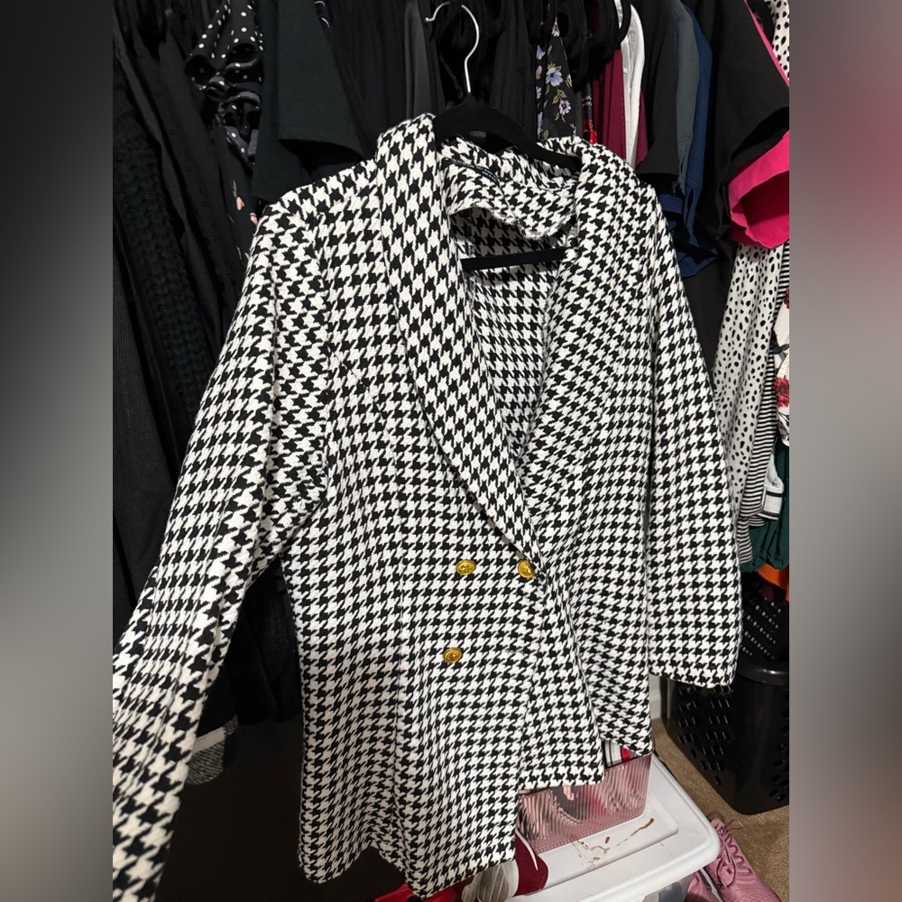 Houndstooth Black and White Women's Blazer